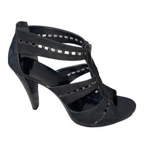 Michael Kors black Berkley Punch Women's Heels SZ 6.5 suede strappy open toe